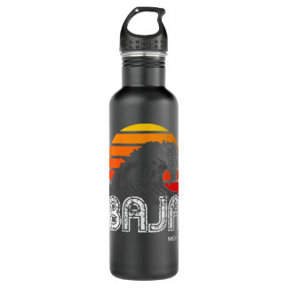Womens Vintage Northern Baja Mexico Surfing - Retr Stainless Steel Water Bottle