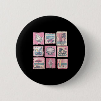 Women's vintage pink coastal beach summer vacation button