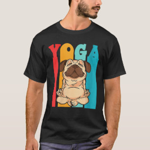 Womens Vintage Pug Dog Yoga Figurines For Dog Yoga T-Shirt