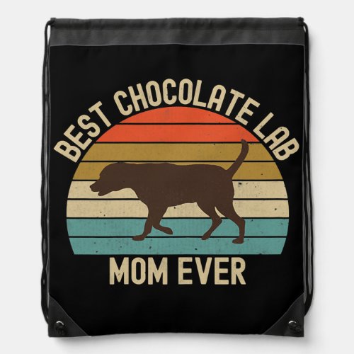 Womens Vintage Retro Best Chocolate Lab Mom Ever Drawstring Bag