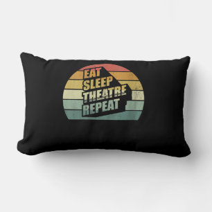 Women's Vintage Retro Eat Sleep Theater Repeat Lumbar Pillow