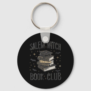 Womens Vintage Salem Book Club Black Cat Bookish Keychain