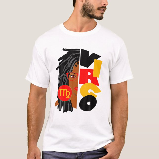 Womens Virgo Girl Afro Locs Girl Zodiac Signs Birt T-Shirt (Front)