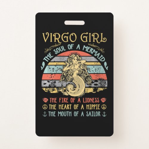 Womens Virgo Girl The Soul Of A Mermaid Vintage Badge