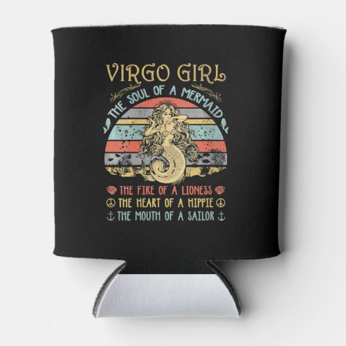 Womens Virgo Girl The Soul Of A Mermaid Vintage Can Cooler