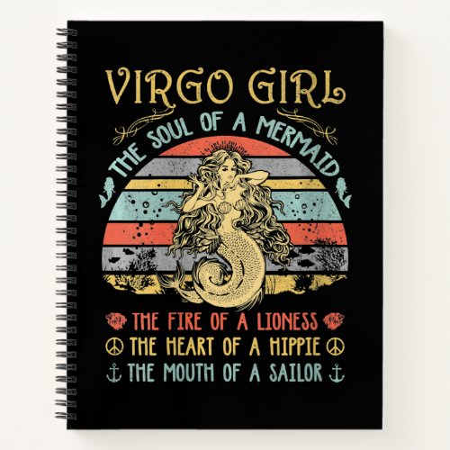 Womens Virgo Girl The Soul Of A Mermaid Vintage Notebook