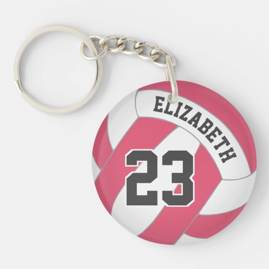women's volleyball her name any color duffel tag keychain