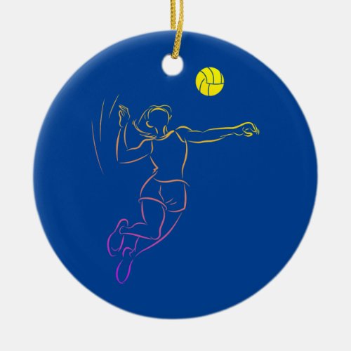 Womens Volleyball Lover Cute Dabbing Volleyball Ceramic Ornament