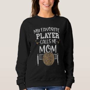 Womens Volleyball Mom Leopard Print My Favorite Pl Sweatshirt