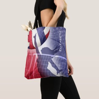 women's volleyball red white blue tote bag