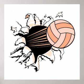 Womens Volleyball Ripping Through Poster by sports_shop at Zazzle