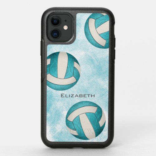 Womens volleyball turquoise white abstract OtterBox symmetry iPhone 11 case