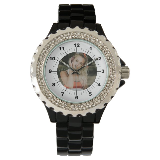 Women's Watch - Personalized - Rhinestone Black (Front)