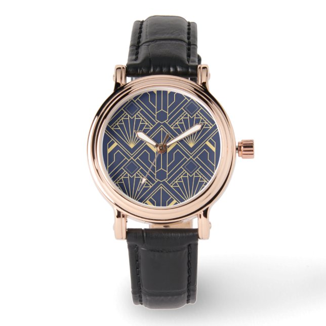 Women's Watches - Art Deco Fan Design Lilac/Gold (Front)