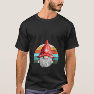 Womens Watercolor Gnome Santa Christmas Tree Light T-Shirt