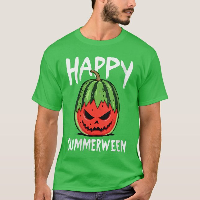 Womens Watermelon Jackolantern Summer Halloween Ha T-Shirt (Front)