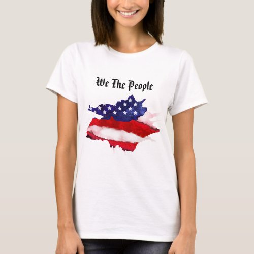 Womens We The People American Flag Watercolor T_Shirt