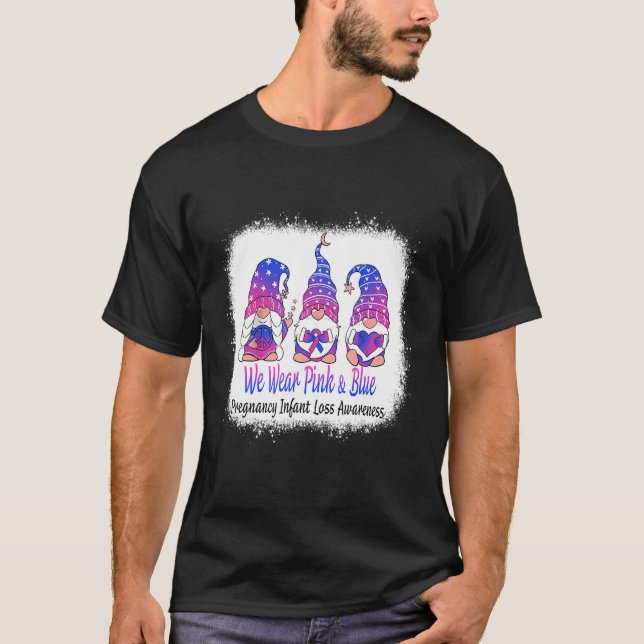 Womens We Wear Pink And Blue Pregnancy Infant Loss T-Shirt (Front)