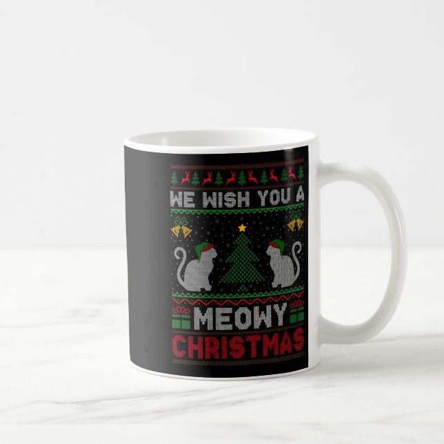 Womens We Wish You A Meowy Catmas Ugly Christmas S Coffee Mug (Right)