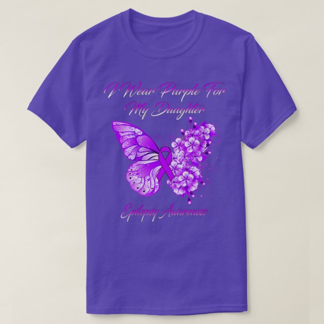 Womens Wear Purple For Daughter Epilepsy Brain War T-Shirt (Design Front)