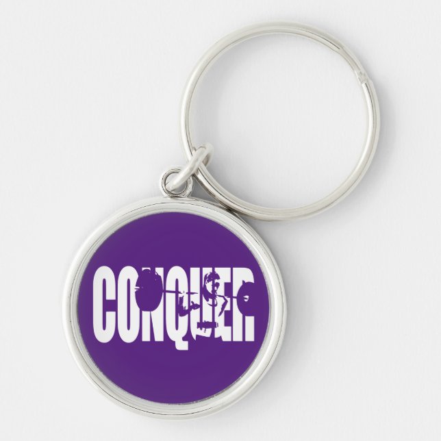 Women's Weightlifting Motivation - CONQUER Keychain (Front)