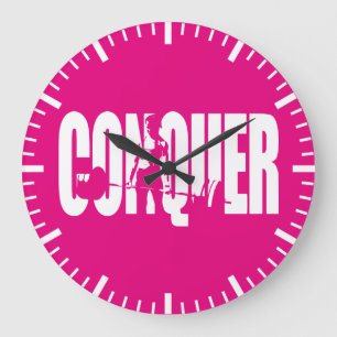Women's Weightlifting Motivation - CONQUER Large Clock