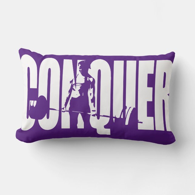 Women's Weightlifting Motivation - CONQUER Lumbar Pillow (Front)