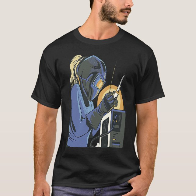 Womens Welder Mom Outfit for Women Metalworkers T-Shirt (Front)