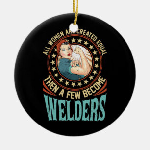 Womens Welding Worker Weld Job Vintage Retro Ceramic Ornament