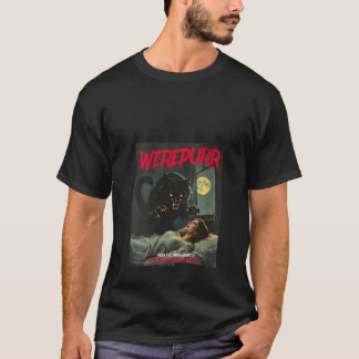 Womens Werepurr Werewolf Cat Vintage Horror Movie  T-Shirt