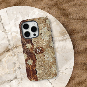 Women's Western Country Leather n Lace Initial iPhone 16 Pro Case