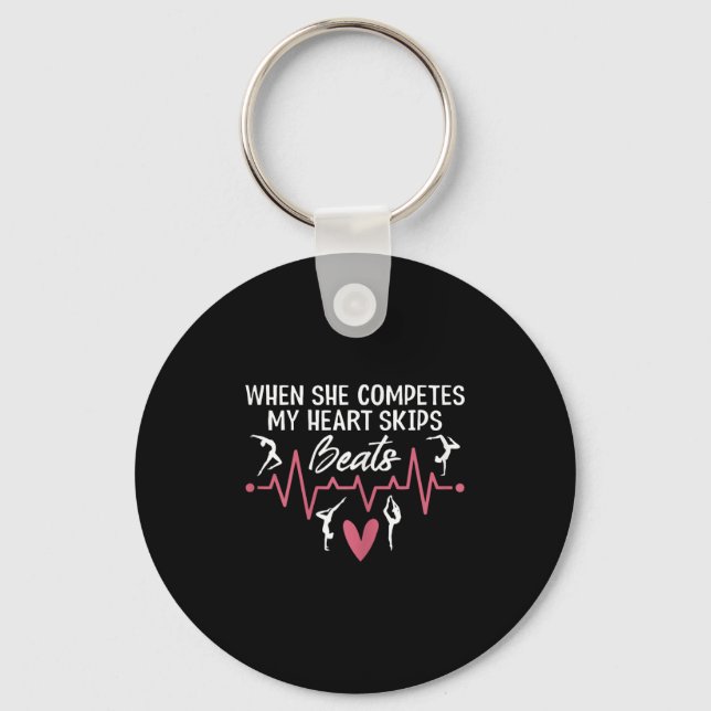 Womens When She Competes My Heart Skips Beats Prou Keychain (Front)