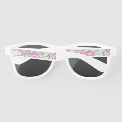 Womens White And Purple Floral Sunglasses