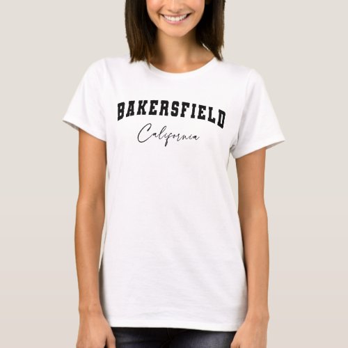 Womens White Bakersfield California T_Shirt