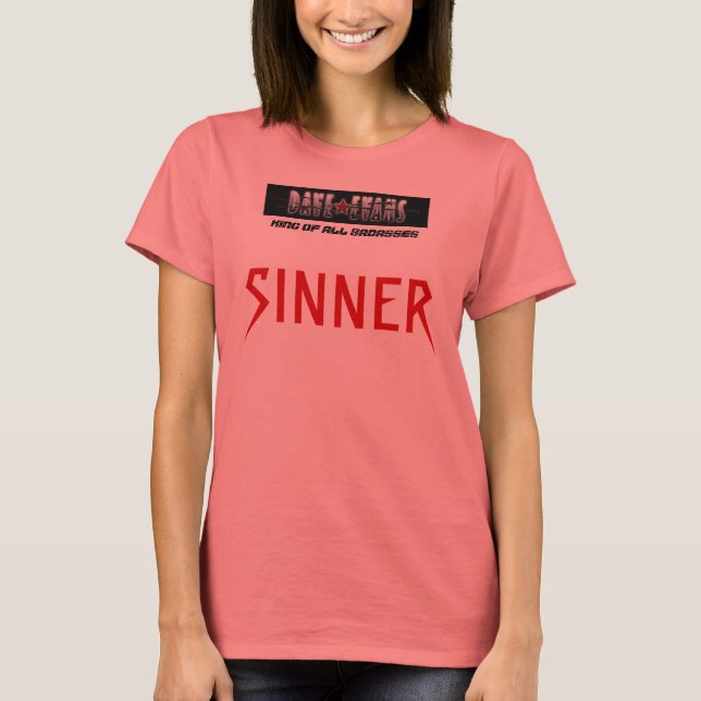 WOMEN'S WHITE/BLACK RINGER T-SHIRT SINNER (Front)