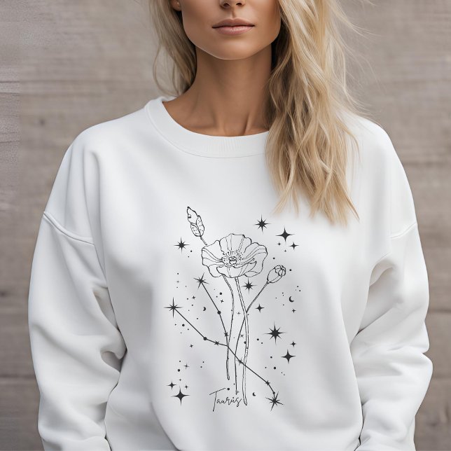 Womens White Floral Taurus Sweatshirt (Creator Uploaded)