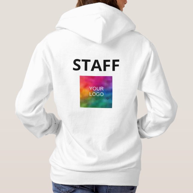 Womens White Hoodies Staff Member Logo Here (Back)