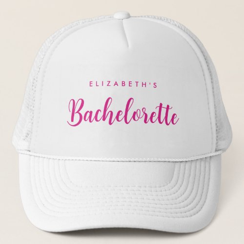 Womens White  Hot Pink Bachelorette Bridal Party Trucker Hat