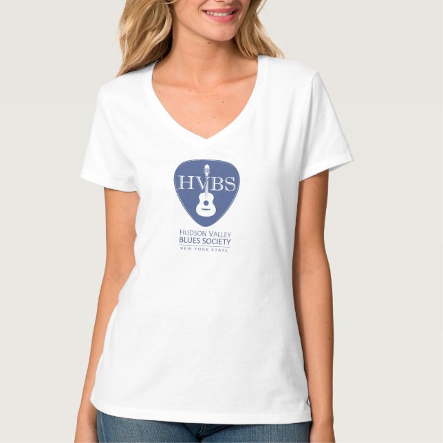 Women's White HVBS V-neck T-Shirt (Front)