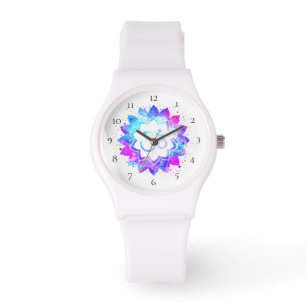 *~* Women's White Om Lotus Flower Mandala New Age Watch