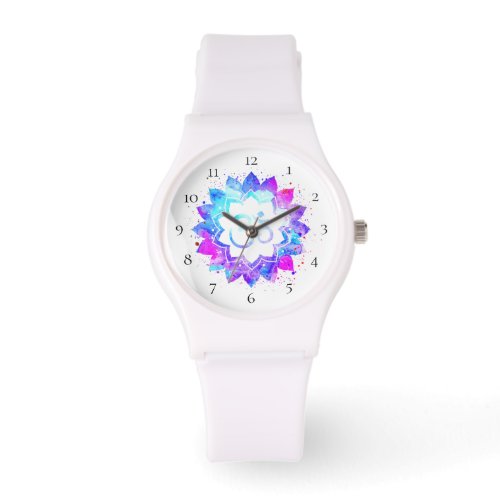  Womens White Om Lotus Flower Mandala New Age Watch