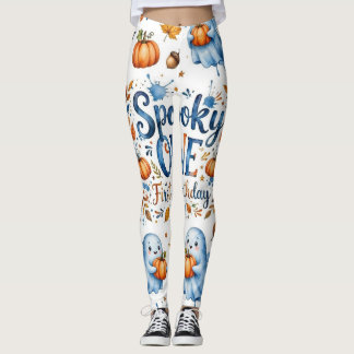 Womens White Spooky ONE Ghost Leggings