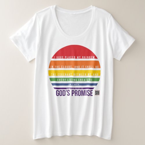 Womens White T_Shirt Plus Rainbow Circle