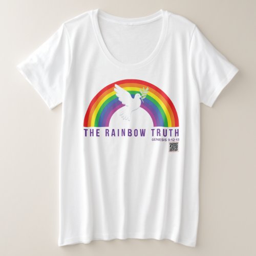 Womens White T_Shirt Plus Rainbow Truth Dove 