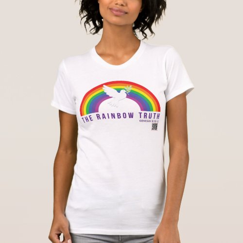 Womens White T_Shirt Rainbow Truth Dove