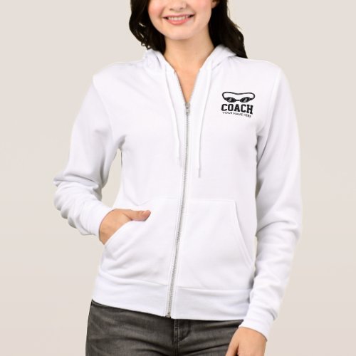 Womens white zipper hoodie for swim coach