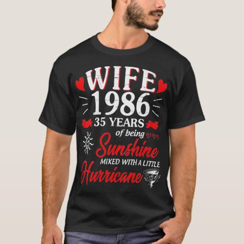 Womens Wife 1986 35 Years Of Being Sunshine Mied L T_Shirt