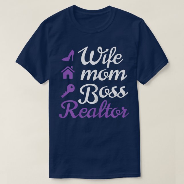 Womens Wife, Mom, Boss and Realtor  T-Shirt (Design Front)