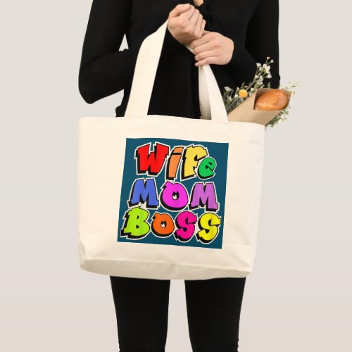 Womens Wife Mom Boss Mother Daughter Girls Mother Large Tote Bag