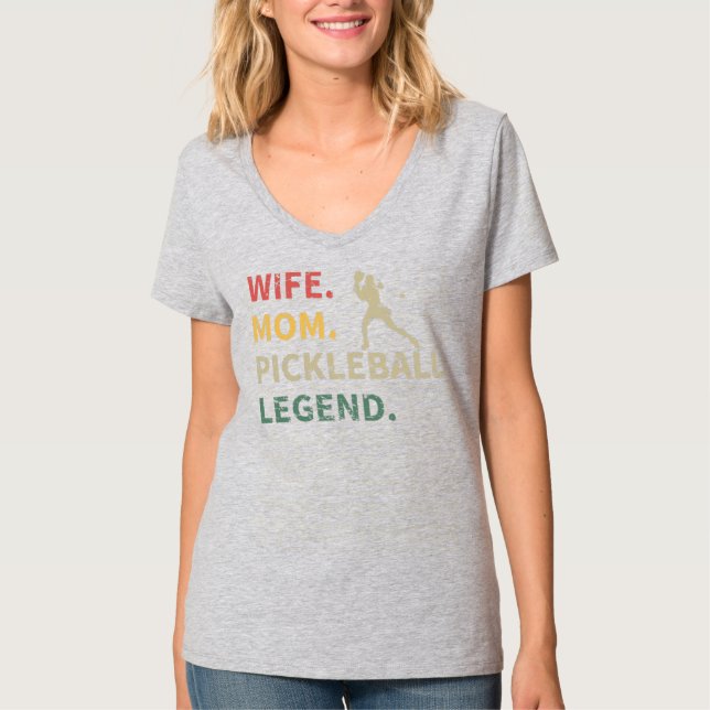 Womens Wife Mom Pickleball Legend Funny T-Shirt (Front)